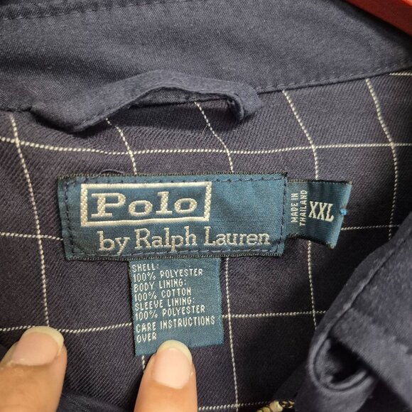 Polo Ralph Lauren Vintage Mens Navy Bomber Jacket with plaid lining XXL - Picture 4 of 7